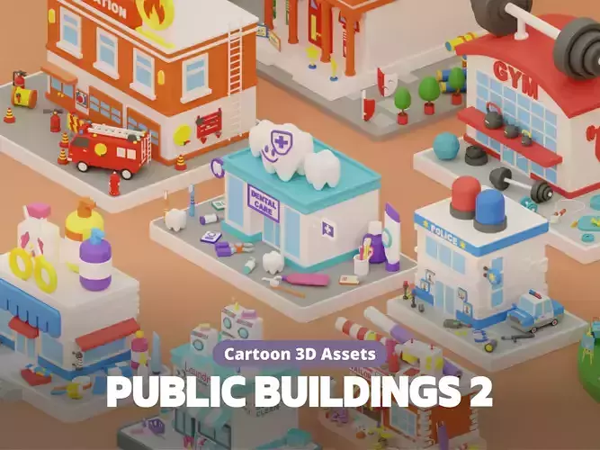 Cartoon Public Buildings Islands Exteriors 2