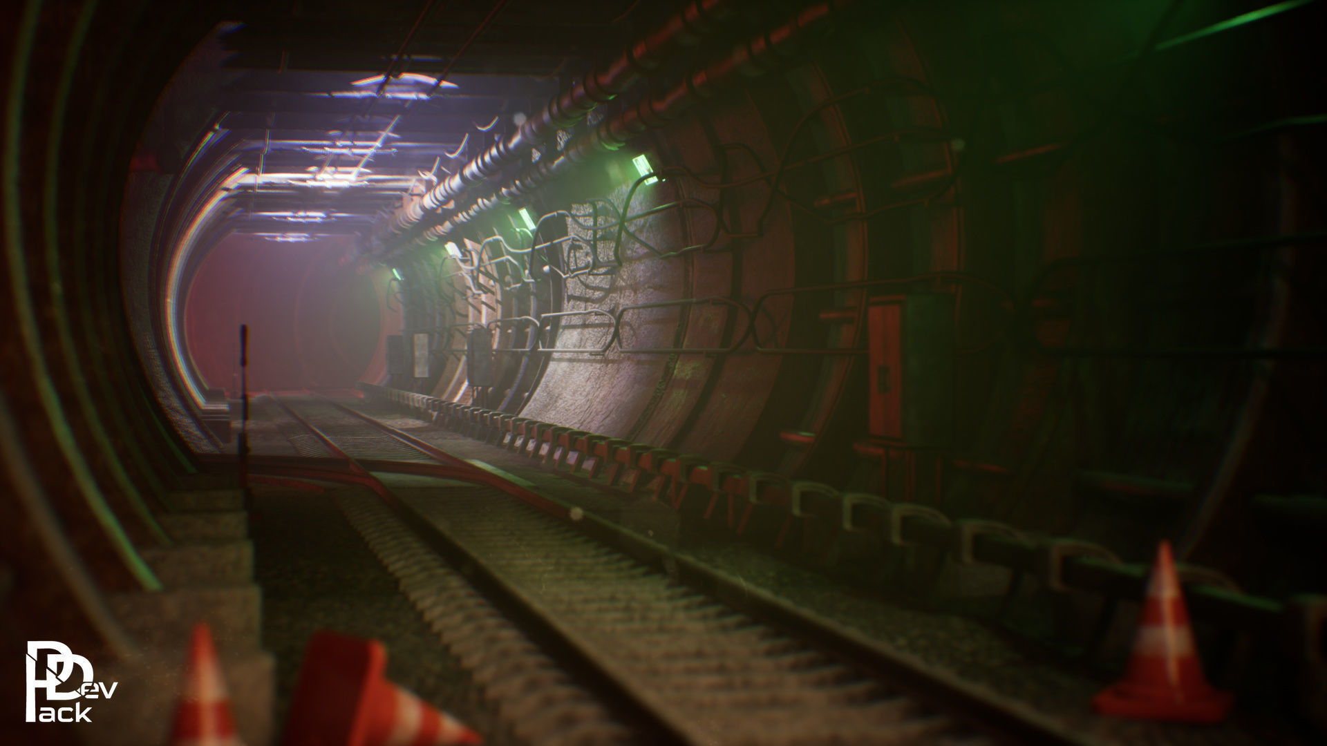 Old Metro Tunnel 20 Assets Low-poly 3D model_5