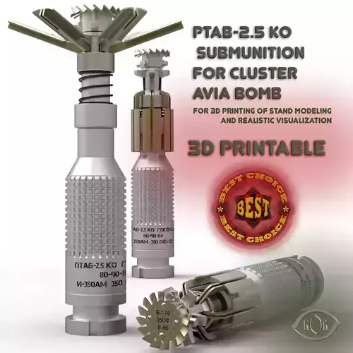 Submunition for cluster avia bomb  PTAB 2 5 KO 3Dprintable  3D model