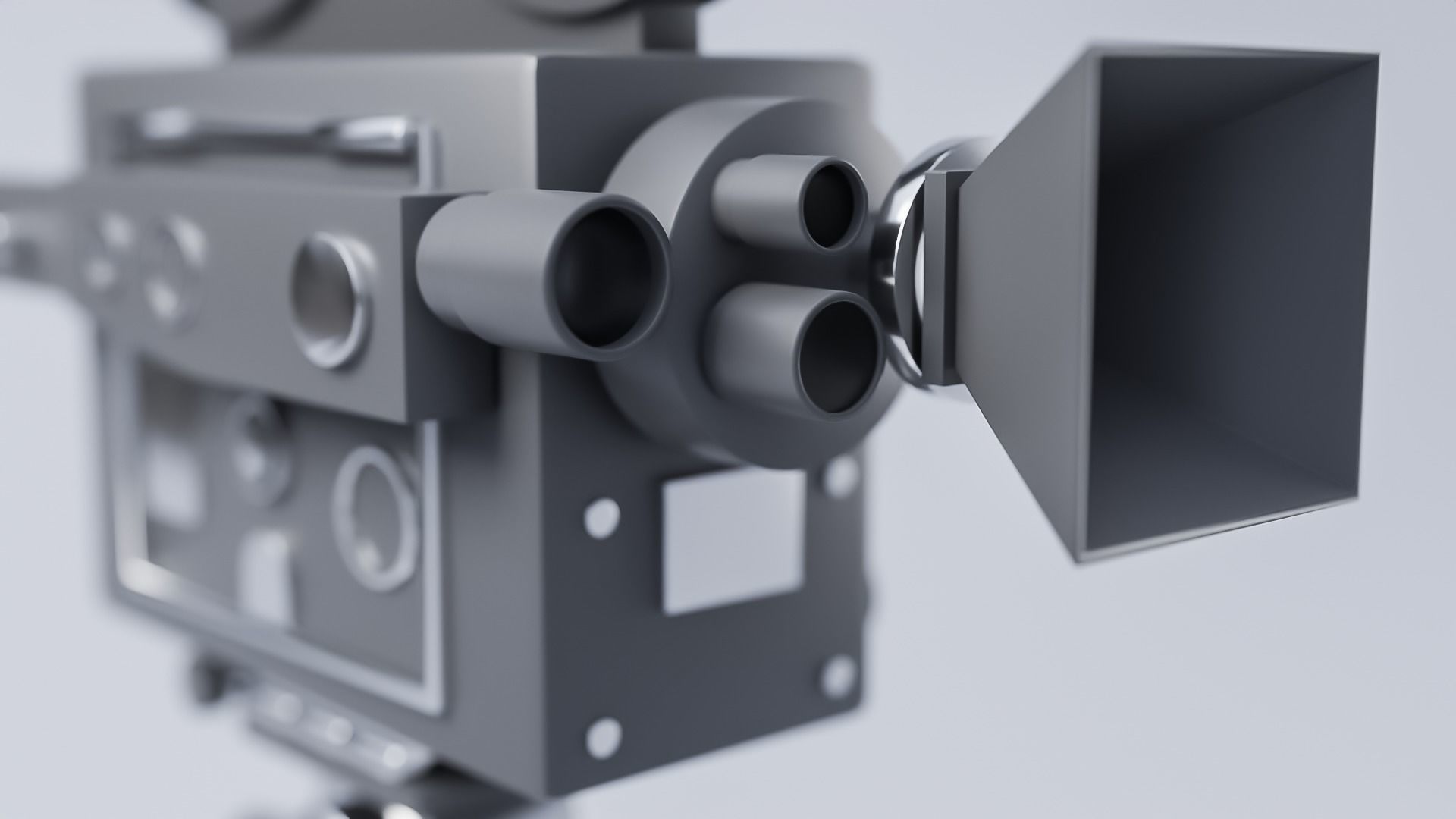 Old broadcast camera 3D model Low-poly 3D model_1