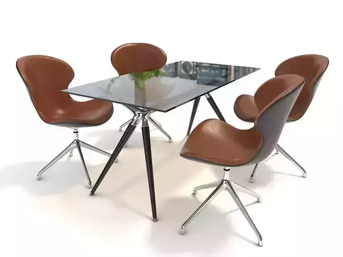 Modern Dining Table and Chairs 2 3D model
