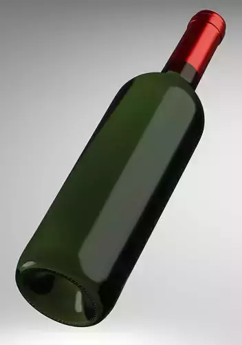 Dark green glass wine bottle with red cap