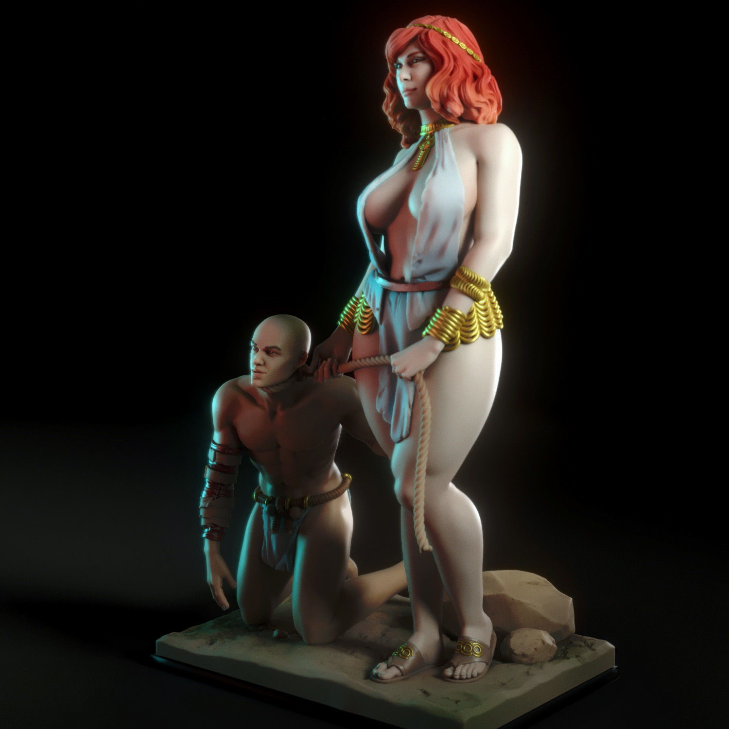 Jara and her slave 3D print model_6