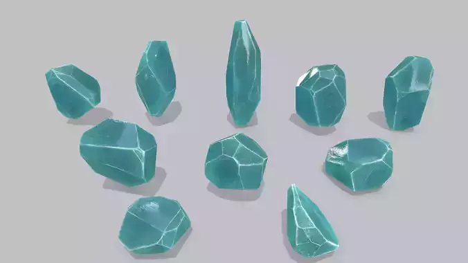crystal set Low-poly 3D model