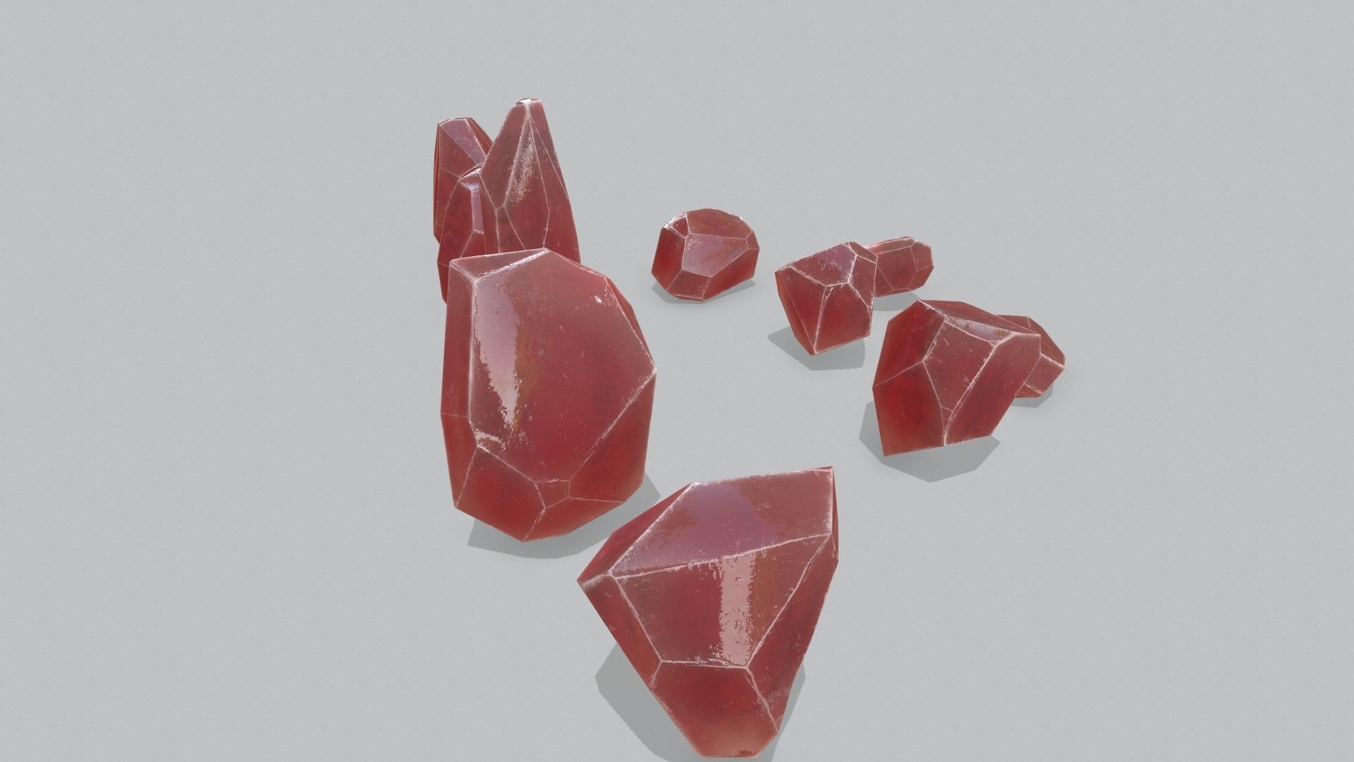 crystal set Low-poly 3D model_4