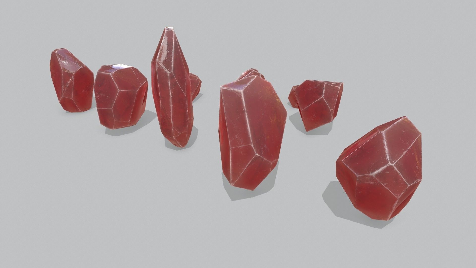 crystal set Low-poly 3D model_5