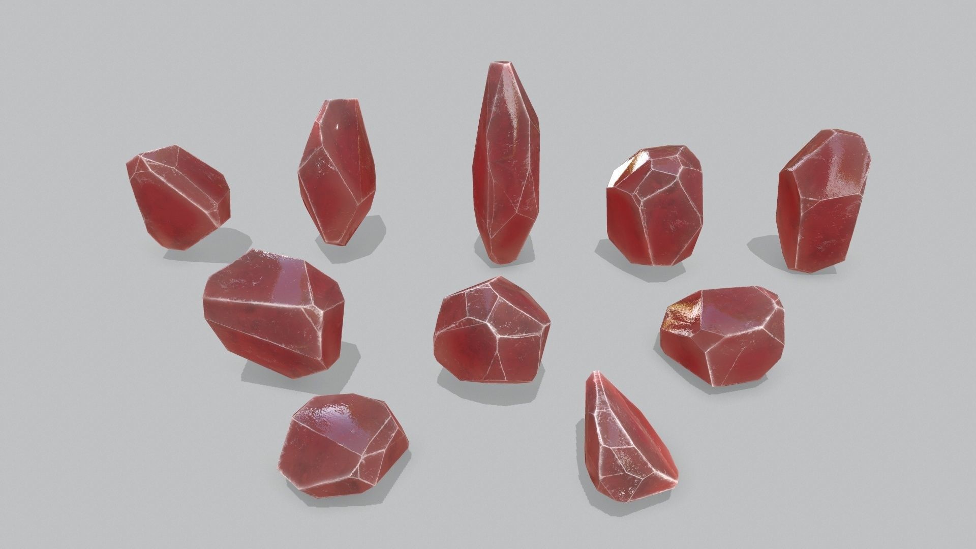 crystal set Low-poly 3D model_11