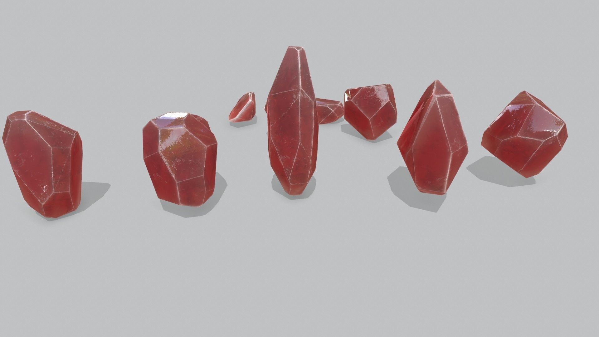 crystal set Low-poly 3D model_6