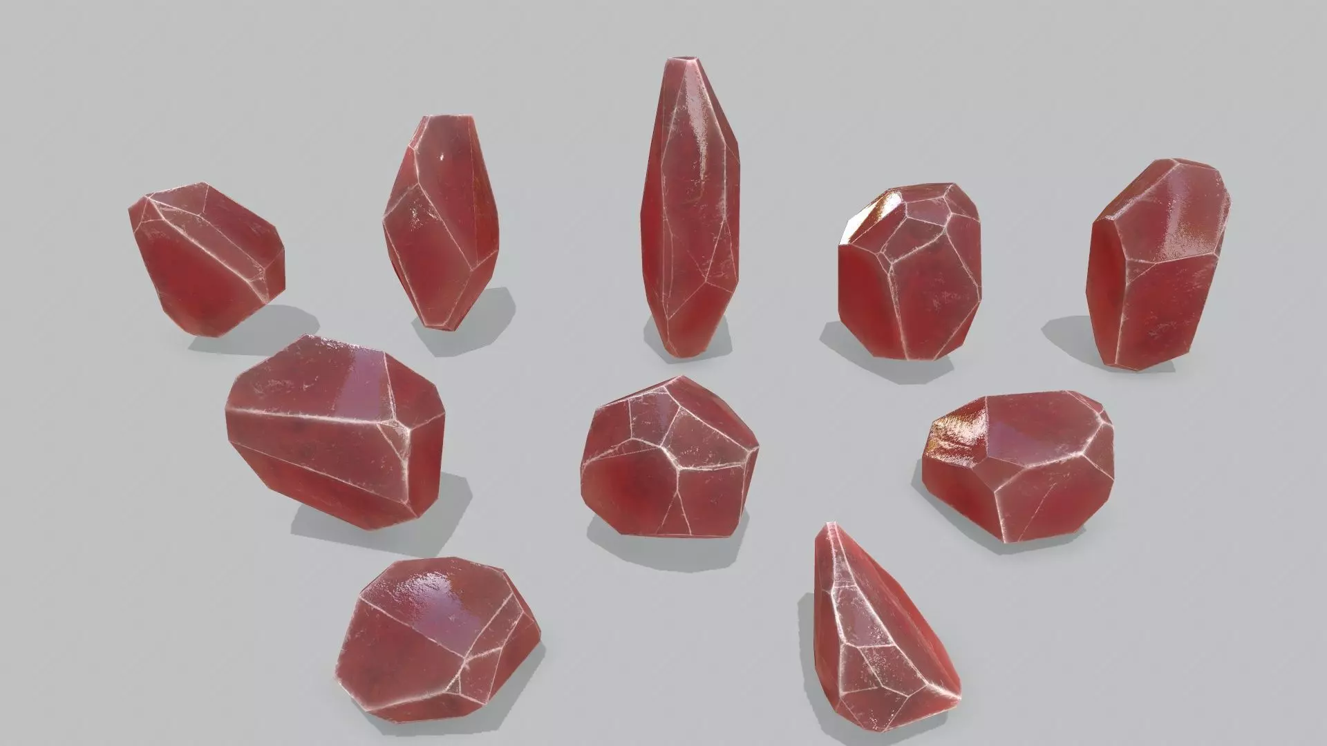 crystal set Low-poly 3D model_0