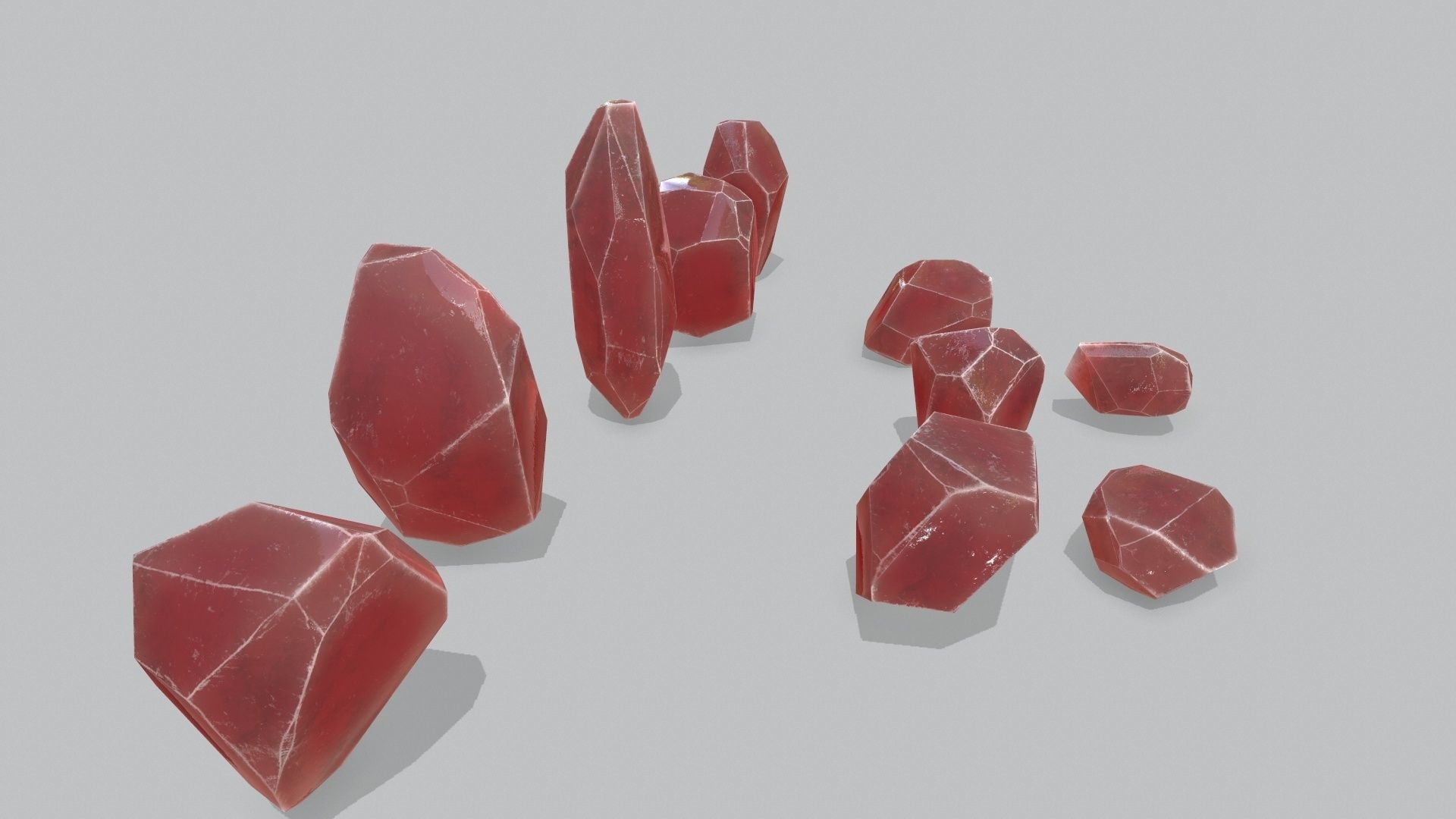 crystal set Low-poly 3D model_3