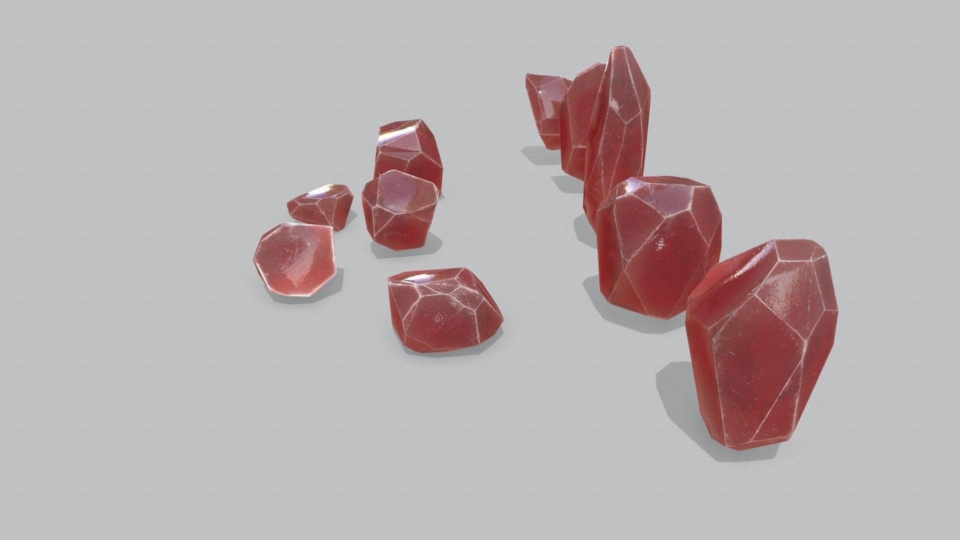 crystal set Low-poly 3D model_8