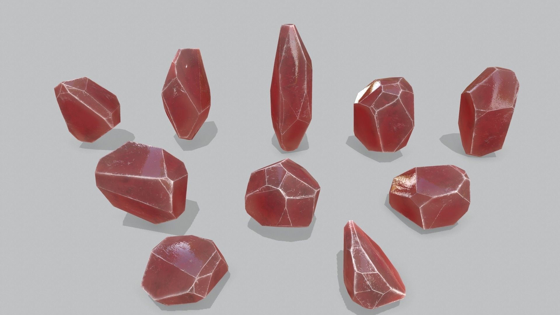 crystal set Low-poly 3D model_1