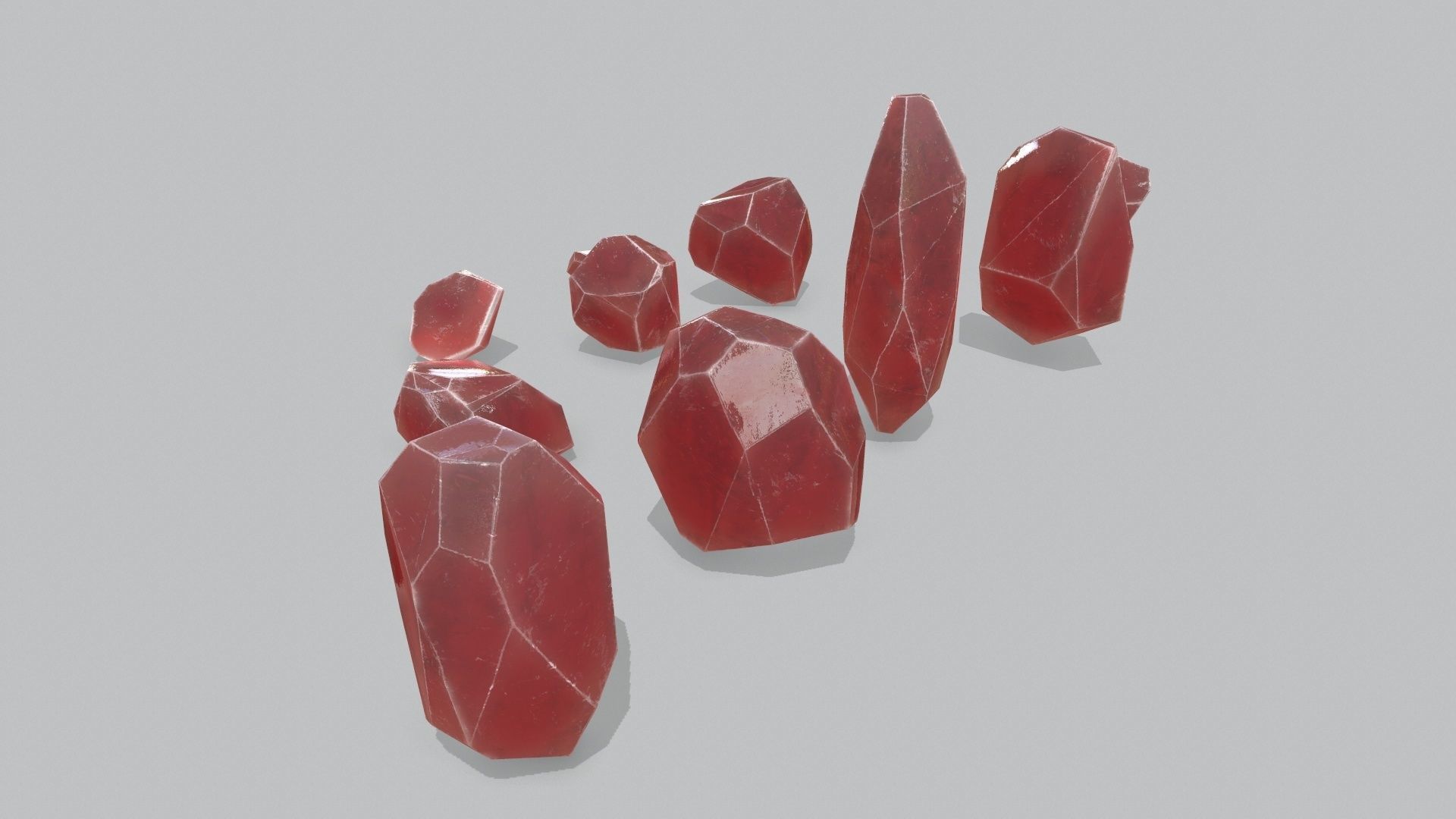 crystal set Low-poly 3D model_7