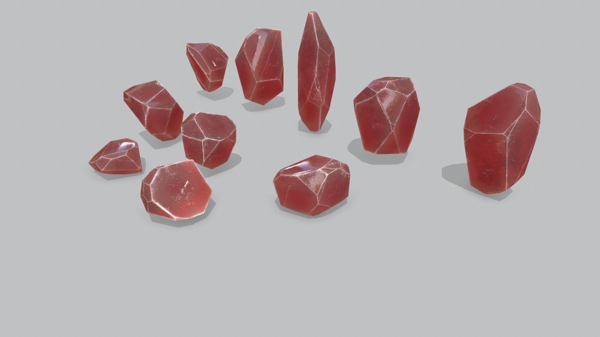 crystal set Low-poly 3D model_9