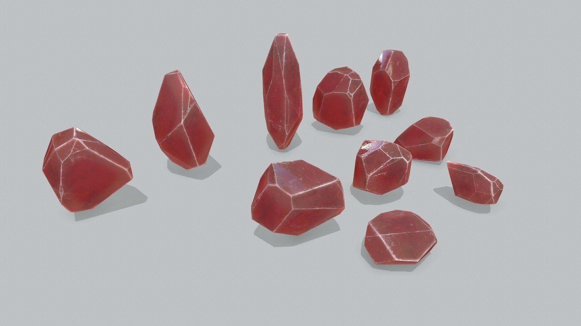 crystal set Low-poly 3D model_2