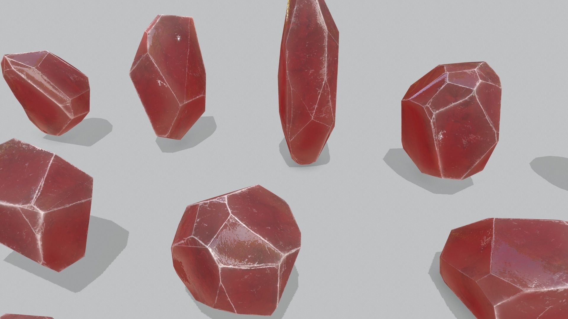 crystal set Low-poly 3D model_10