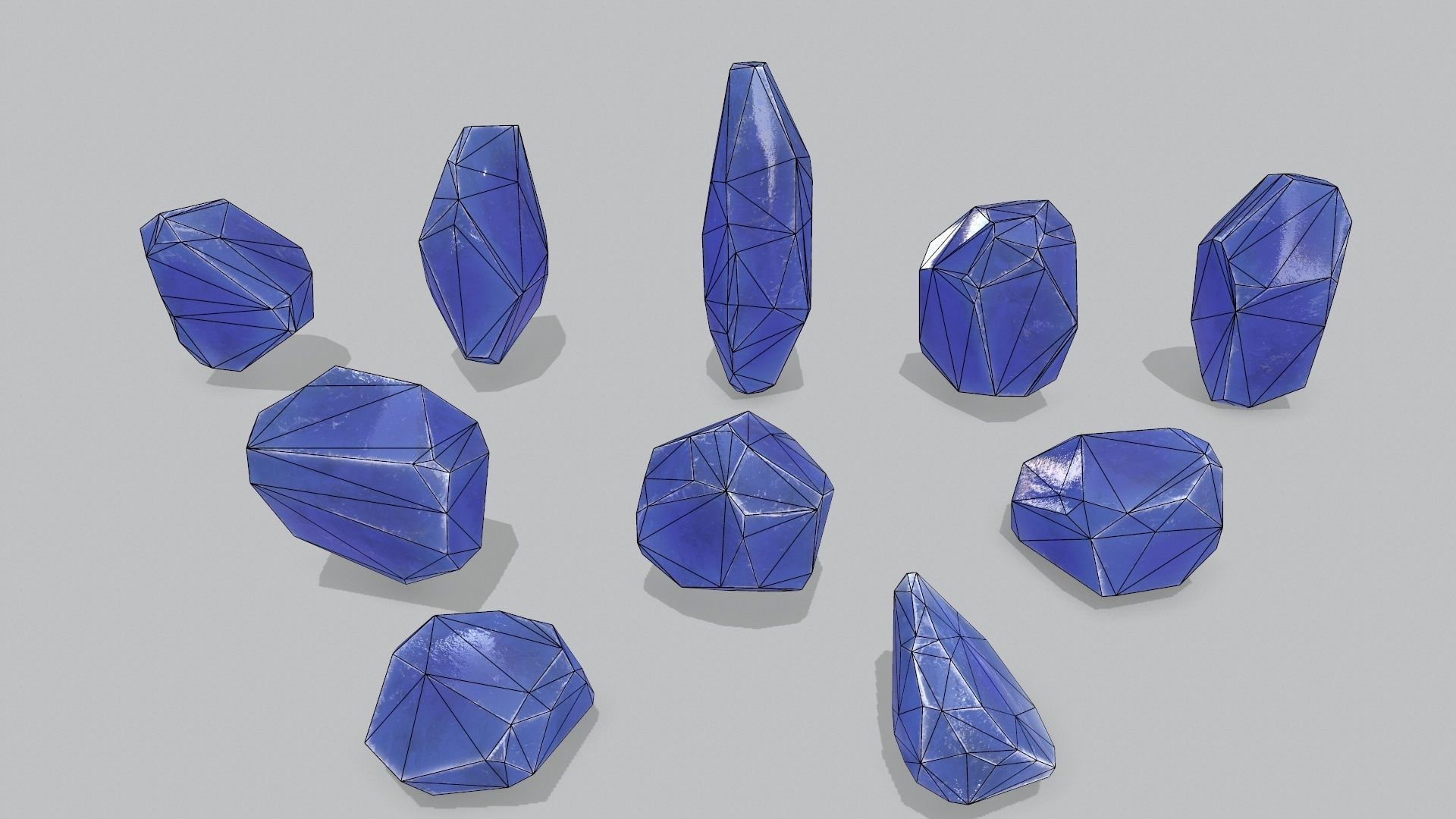 crystal set Low-poly 3D model_12