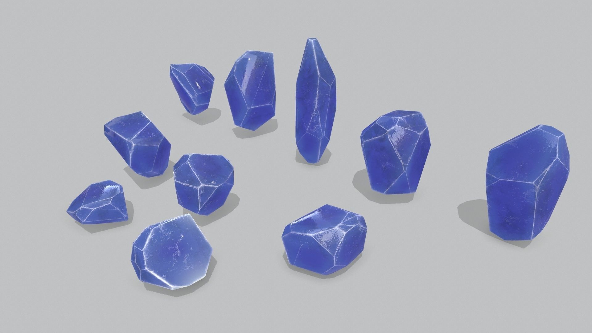 crystal set Low-poly 3D model_3