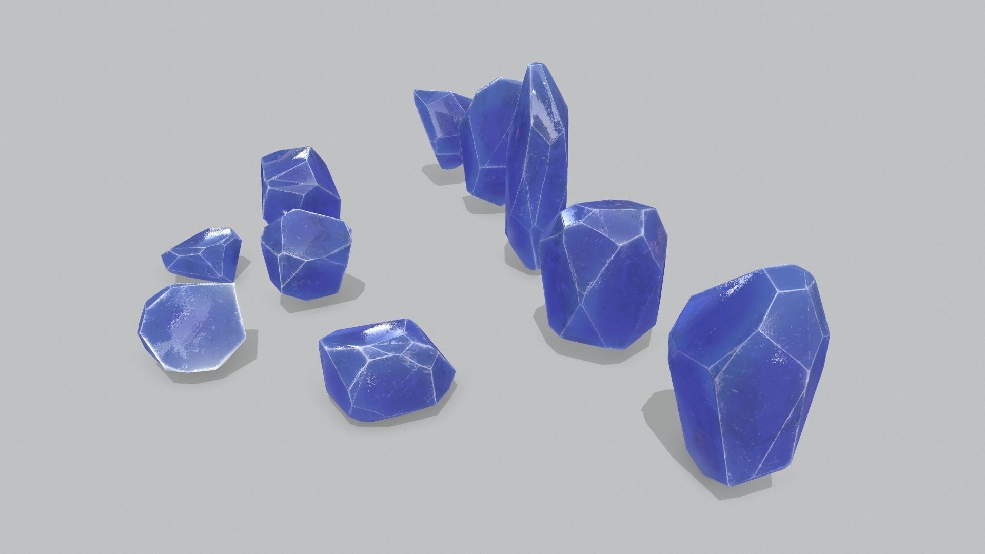 crystal set Low-poly 3D model_4