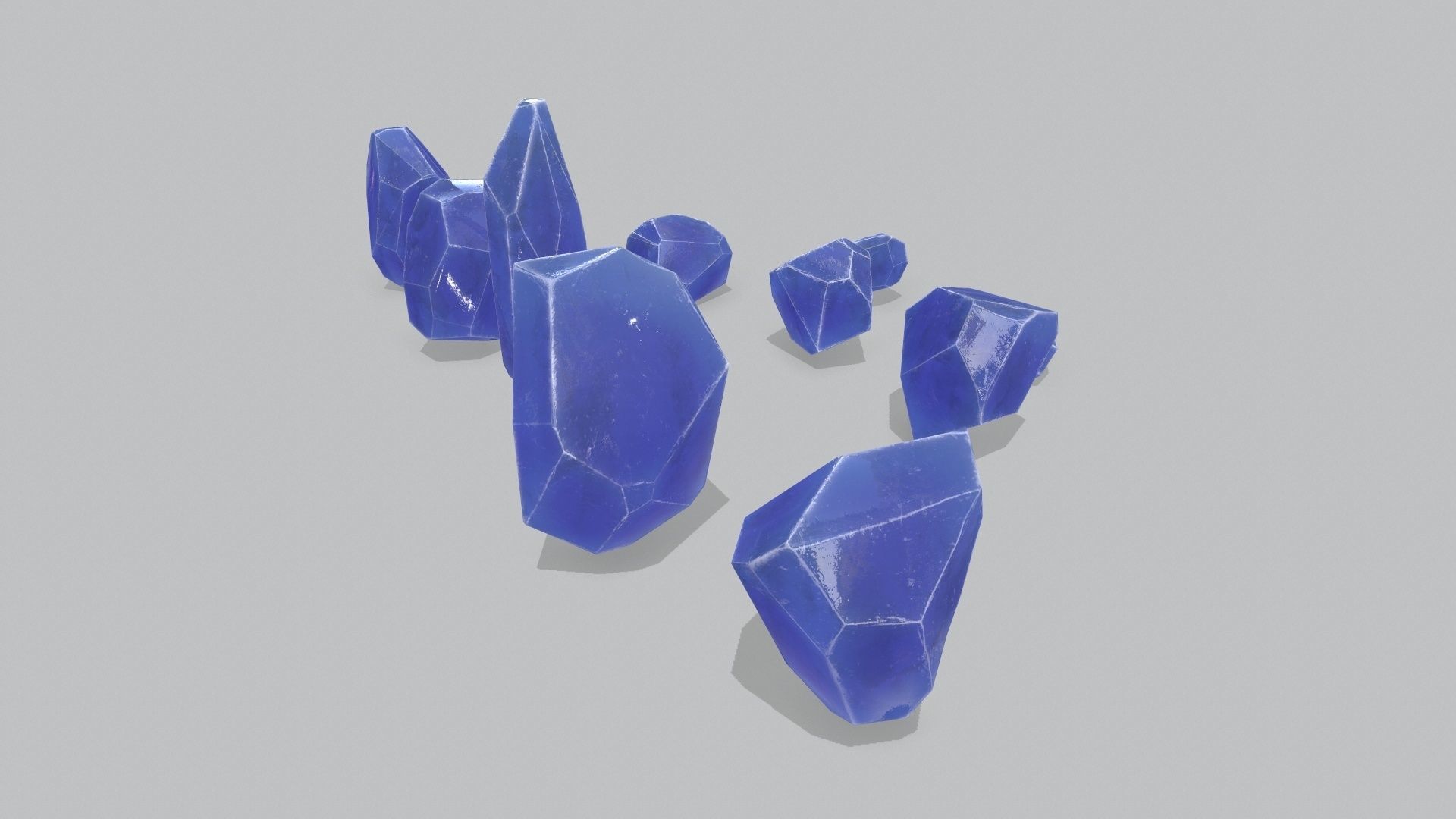 crystal set Low-poly 3D model_8