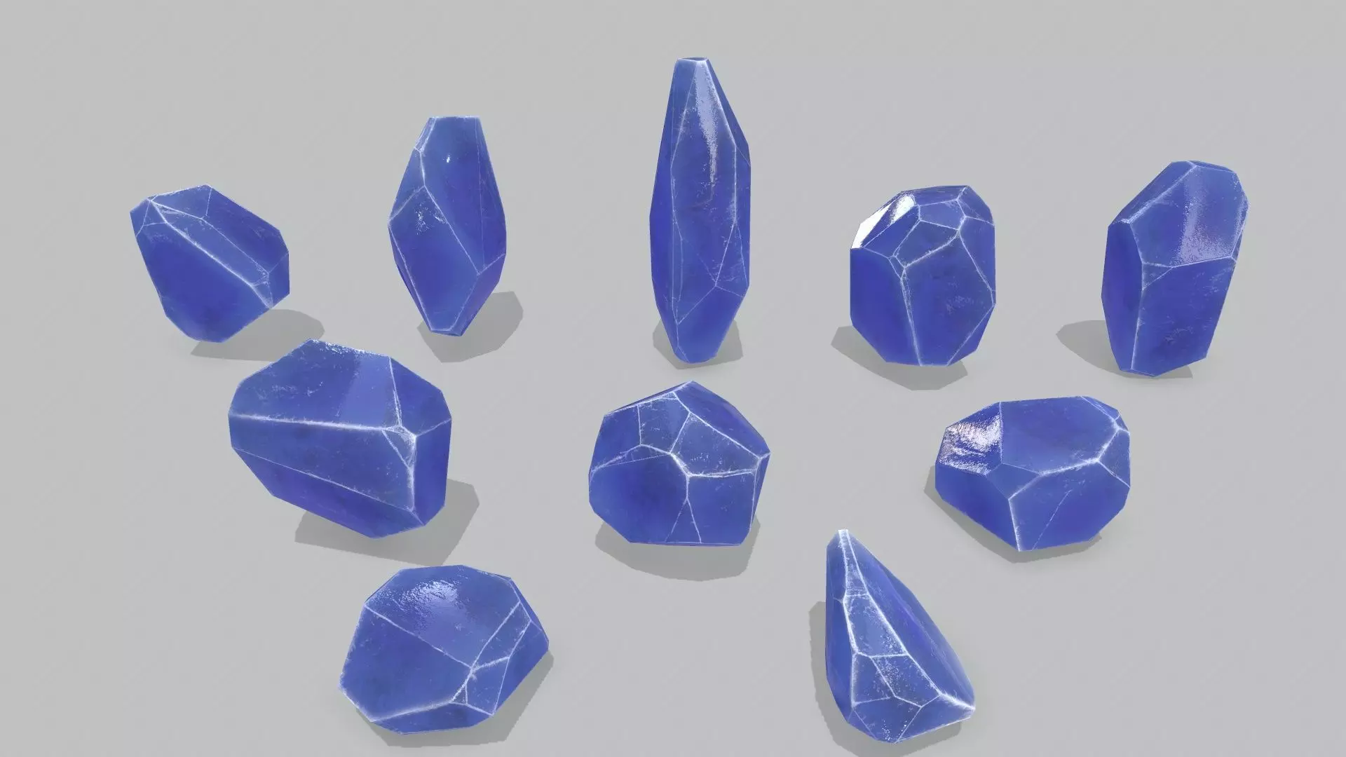 crystal set Low-poly 3D model_0