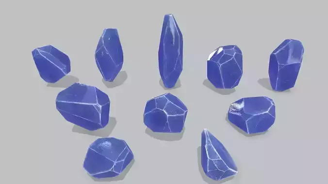 crystal set Low-poly 3D model