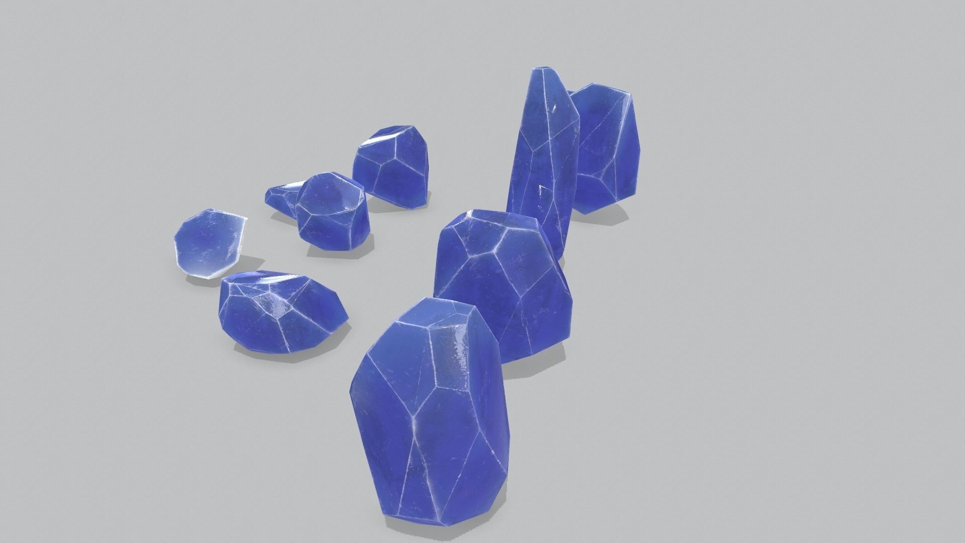 crystal set Low-poly 3D model_5