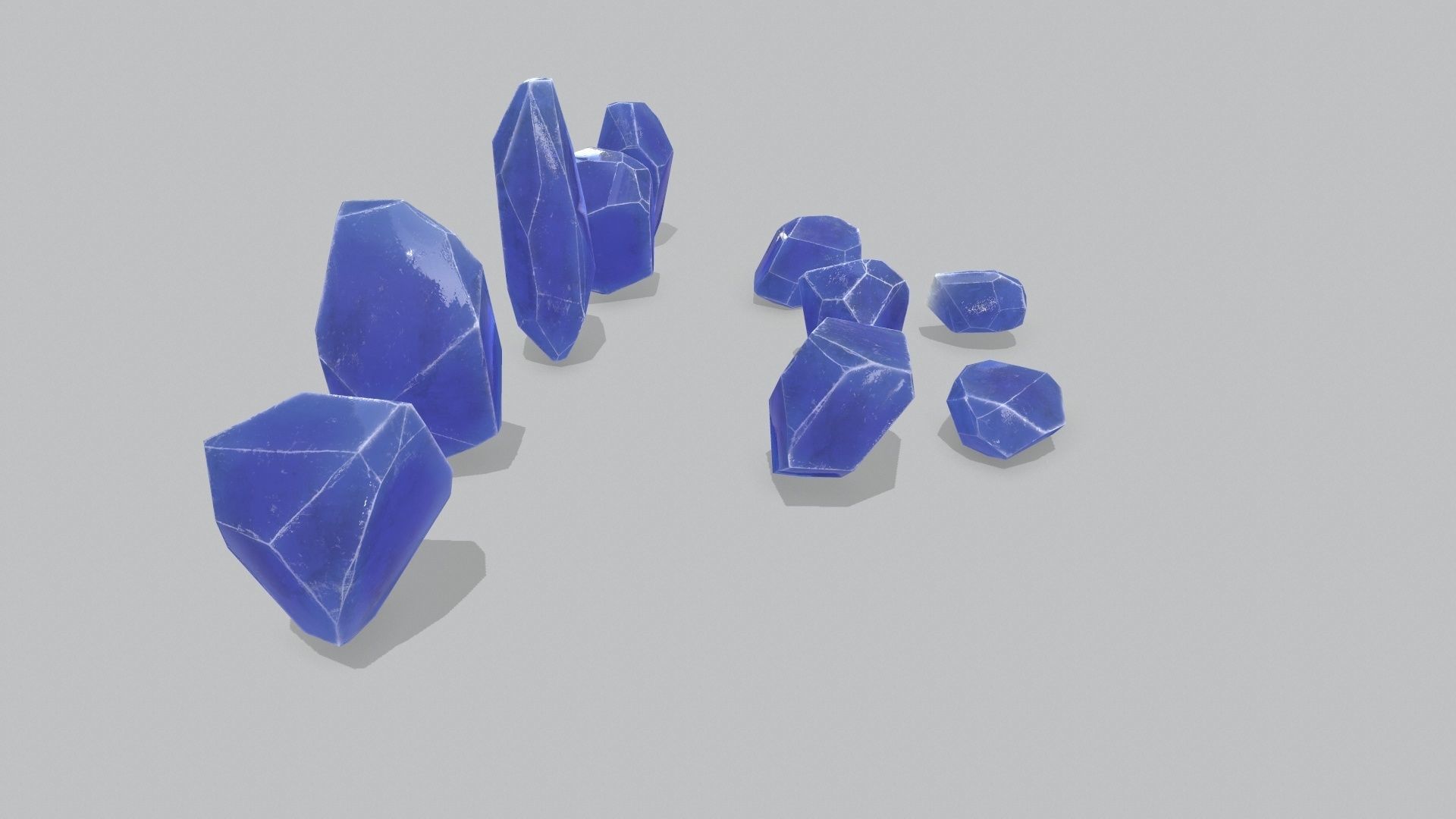 crystal set Low-poly 3D model_9