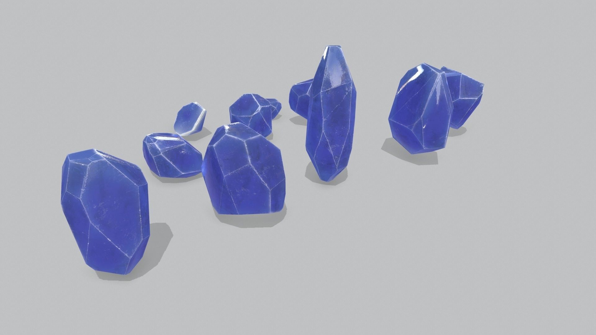 crystal set Low-poly 3D model_6