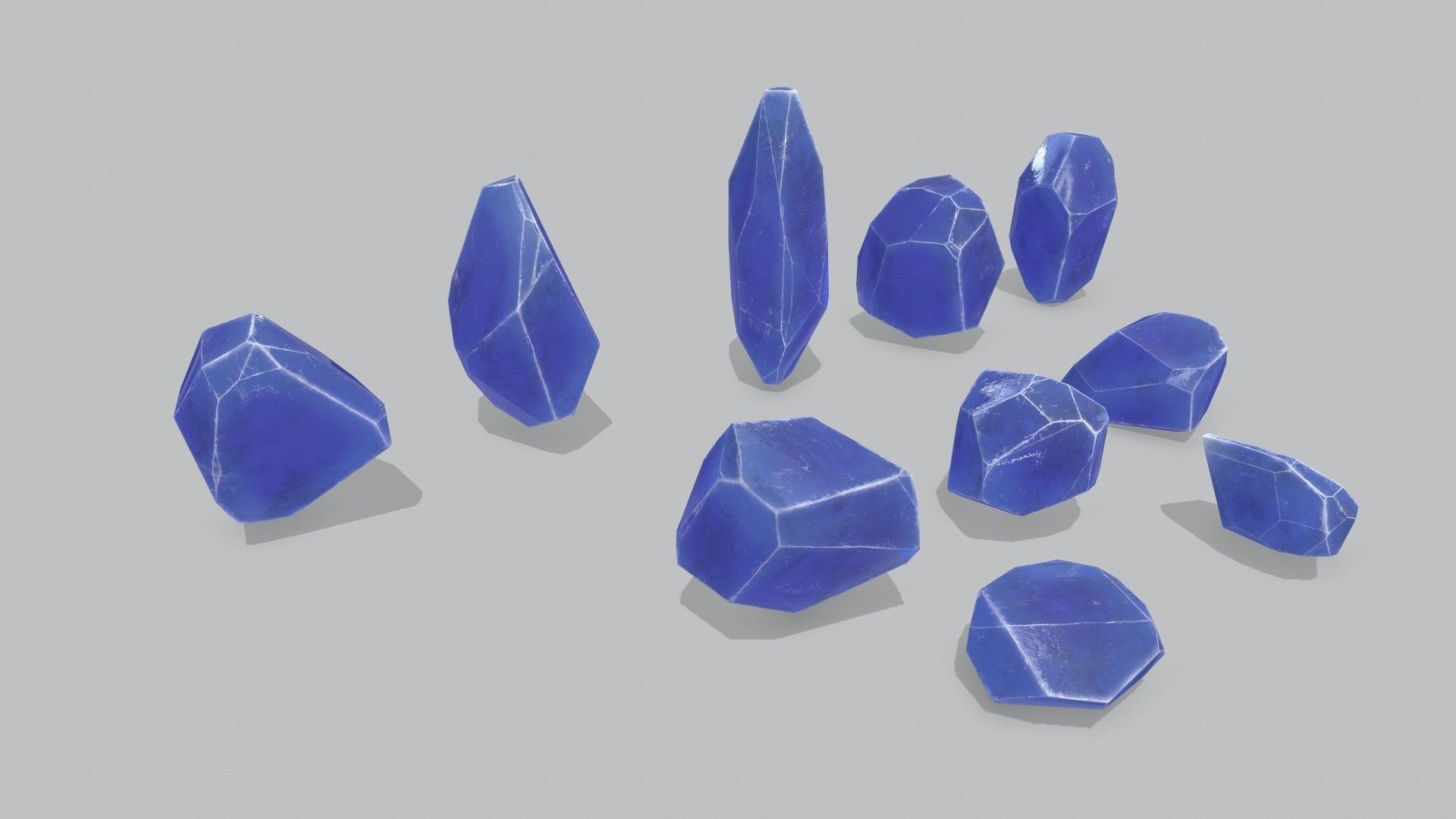 crystal set Low-poly 3D model_10