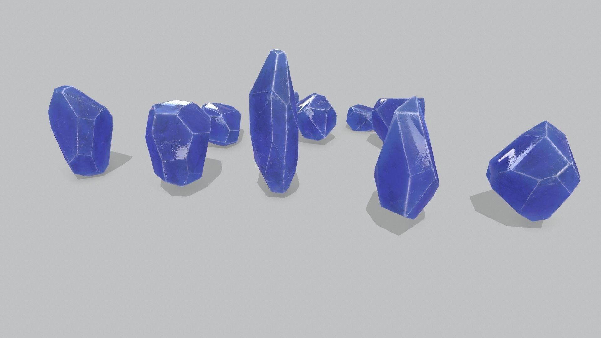 crystal set Low-poly 3D model_7