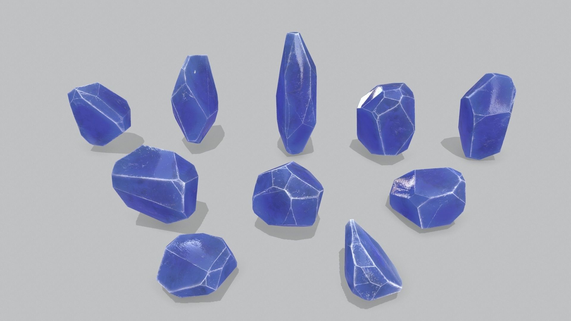 crystal set Low-poly 3D model_2