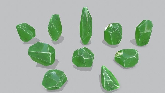 crystal set Low-poly 3D model