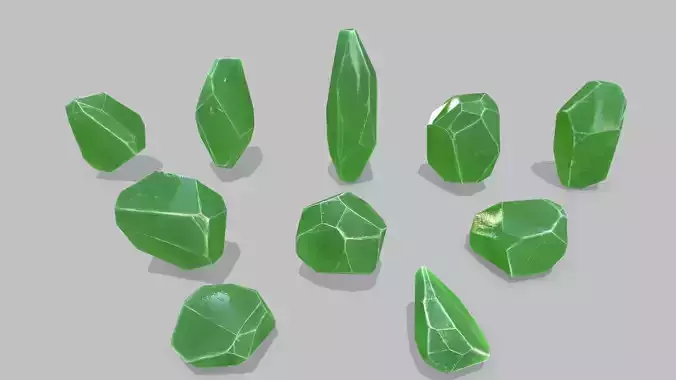 crystal set Low-poly 3D model