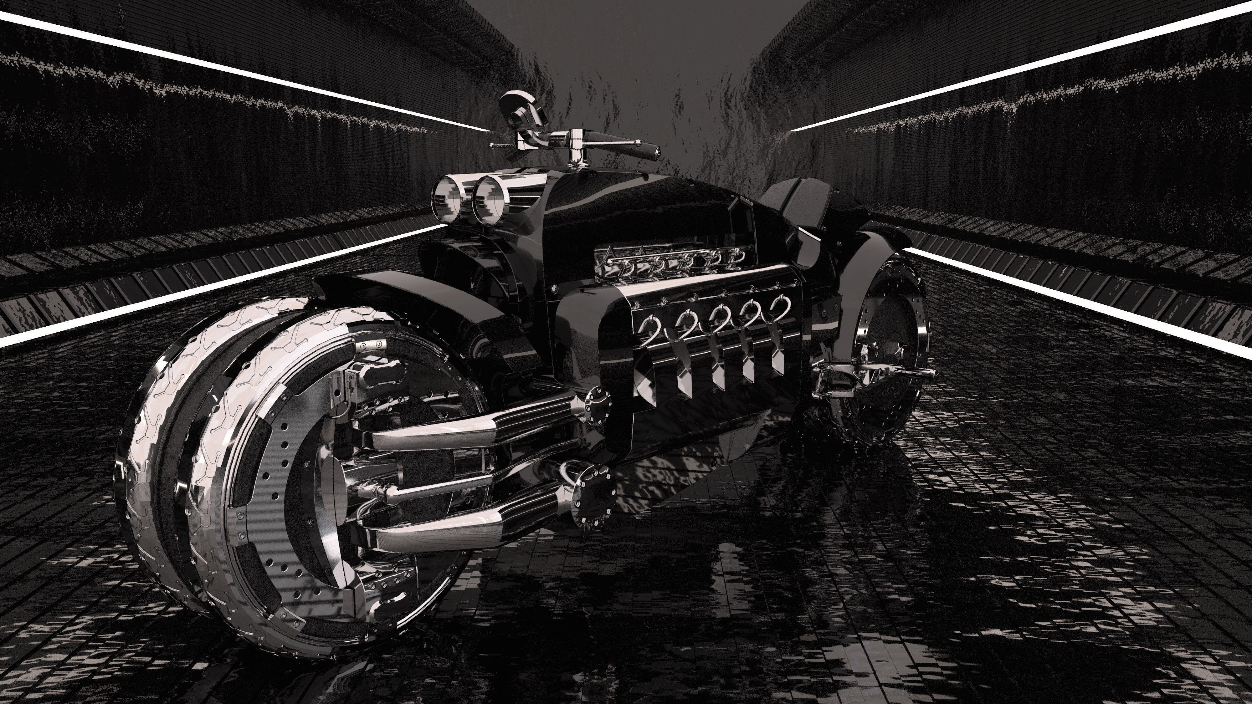 Futuristic Bike Synthwave Vaporwave 3D model_2