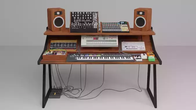 Music table set with piano sound box   3D model