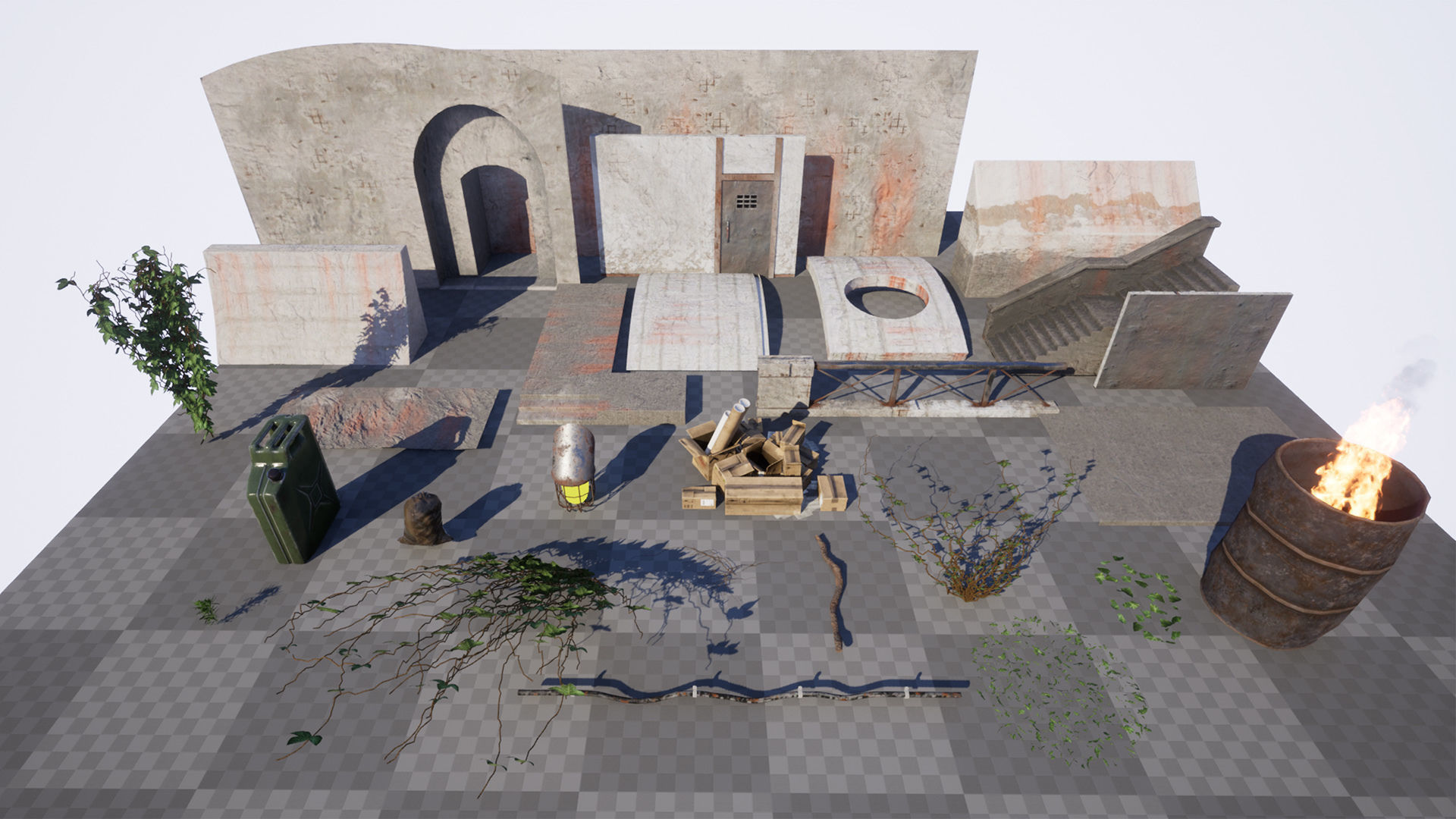 Old Bunker 30 Assets Low-poly 3D model_20