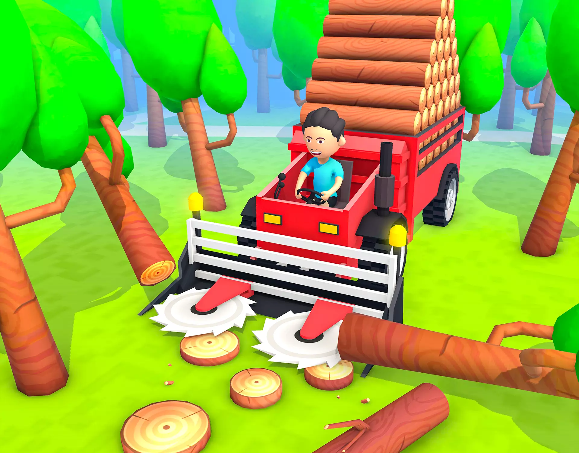 Wood Cutting Truck Low-poly 3D model