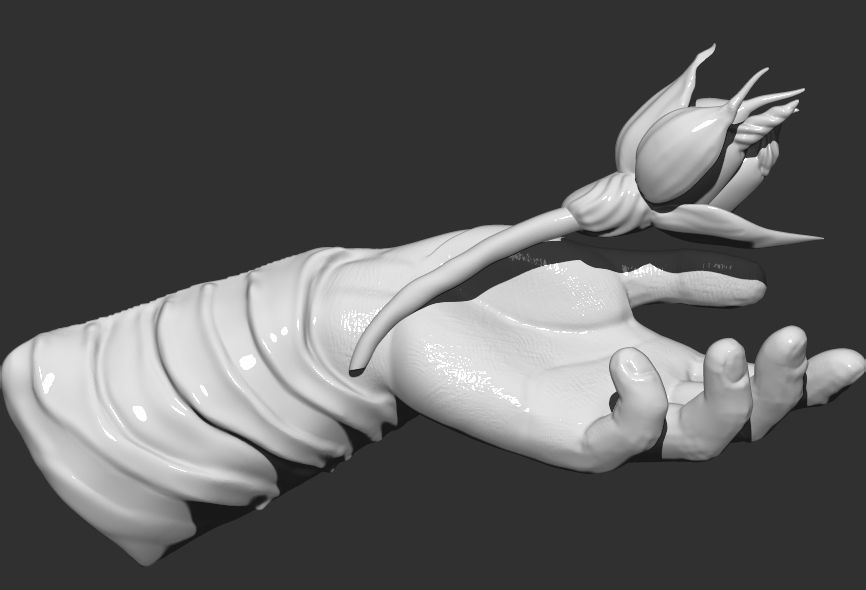 Hand with Flower - Wall Vases 3D print model_14