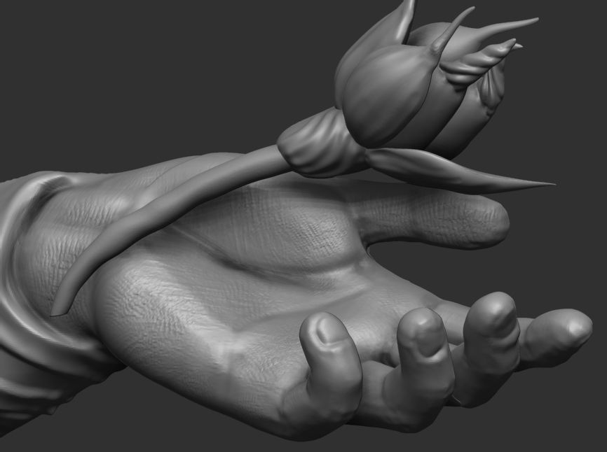 Hand with Flower - Wall Vases 3D print model_12