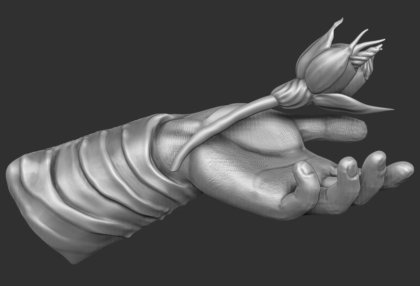 Hand with Flower - Wall Vases 3D print model_9