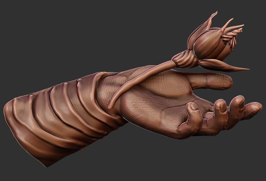 Hand with Flower - Wall Vases 3D print model_6