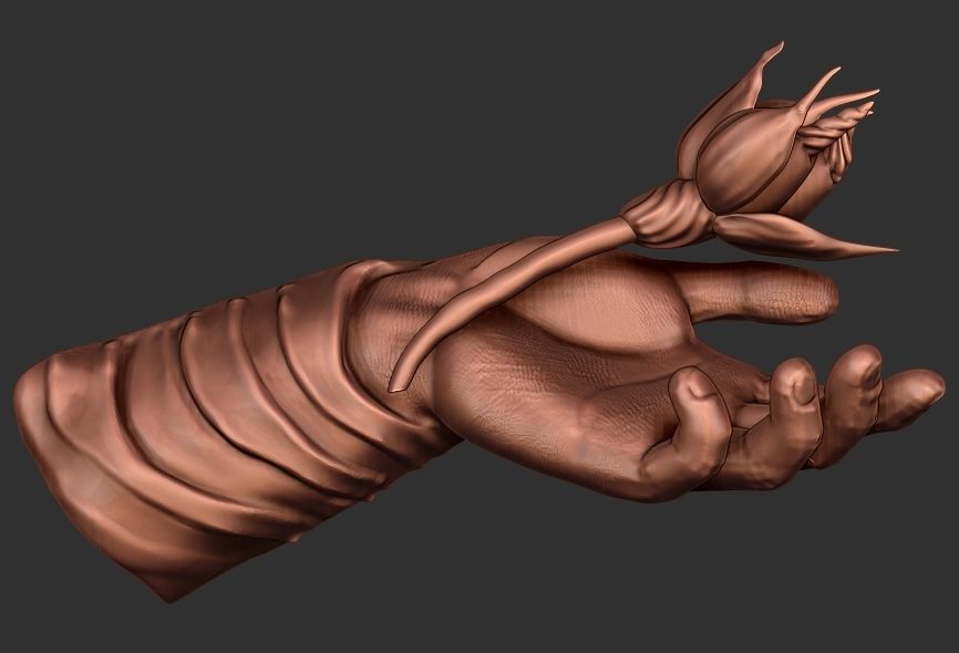 Hand with Flower - Wall Vases 3D print model_11