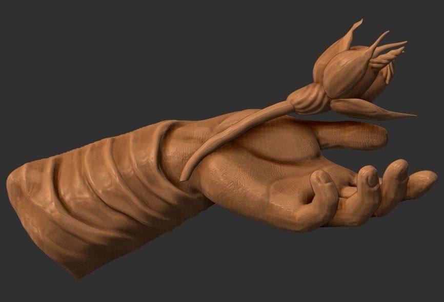 Hand with Flower - Wall Vases 3D print model_10
