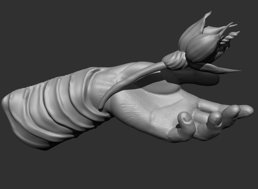 Hand with Flower - Wall Vases 3D print model_4