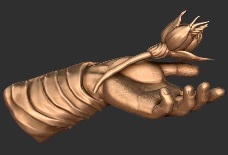 Hand with Flower - Wall Vases 3D print model_2