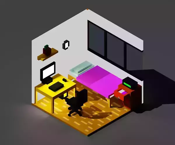 3D VOXEL GAME ROOM Low-poly 3D model