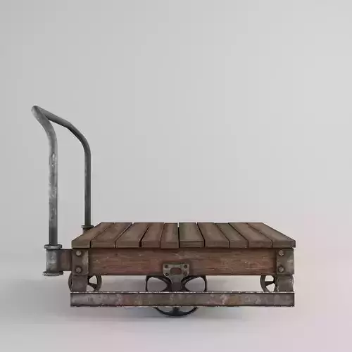 old wooden trolley- push cart 3d model