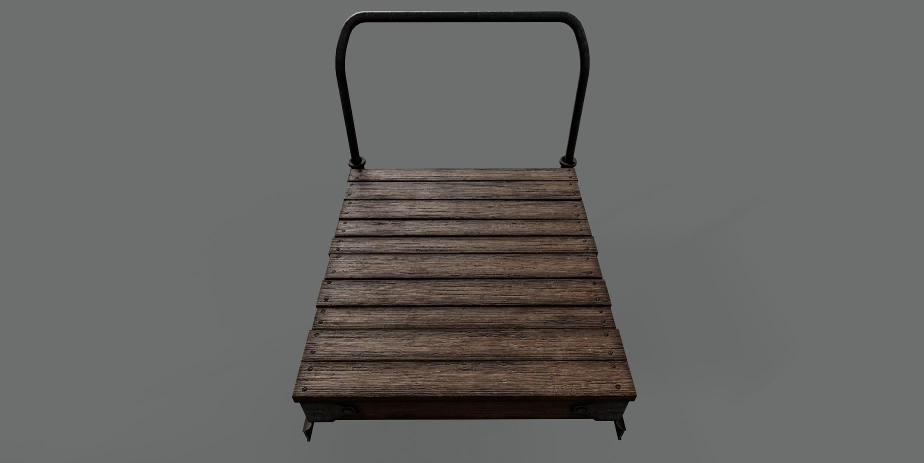 old wooden trolley- push cart 3d model Low-poly 3D model_10