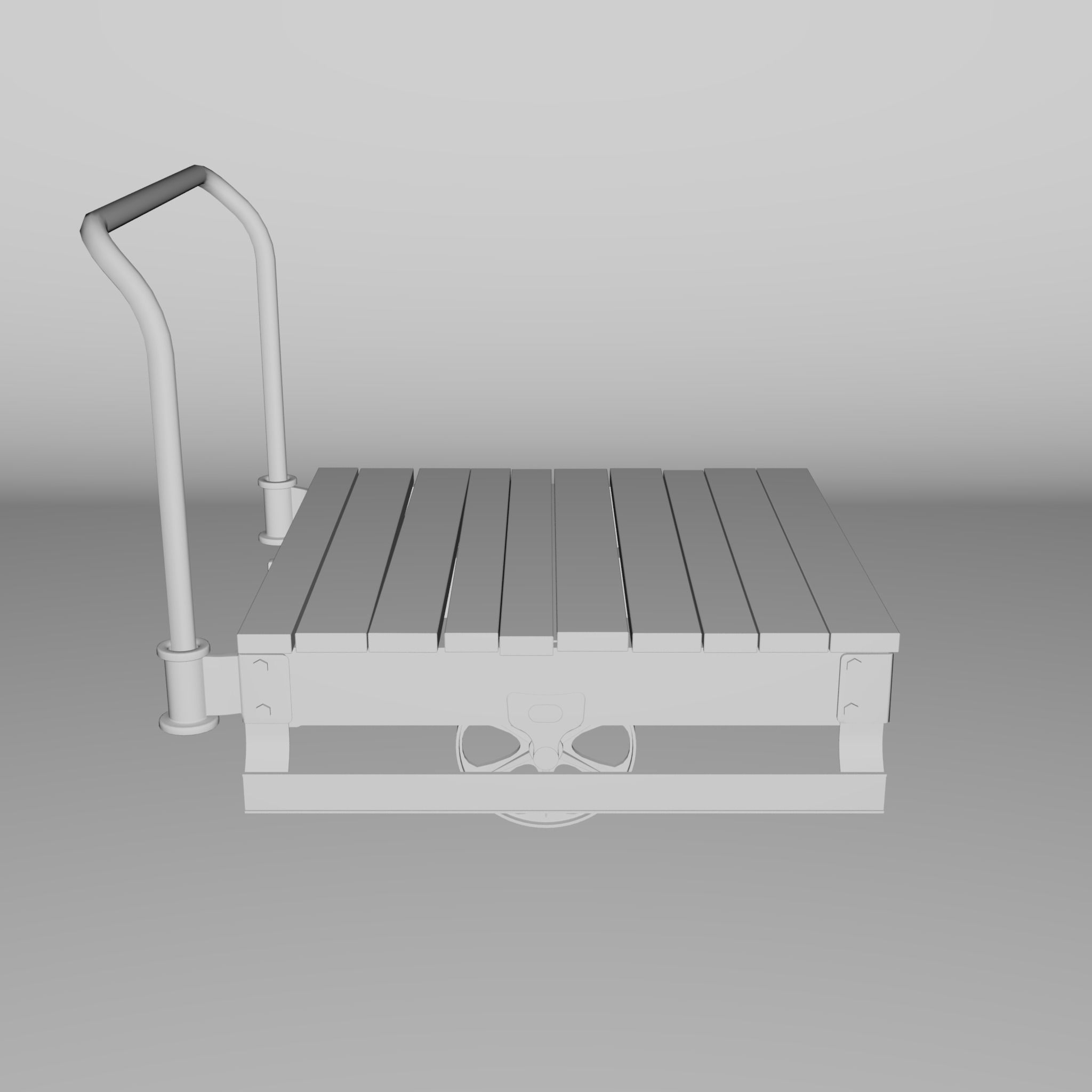 old wooden trolley- push cart 3d model Low-poly 3D model_8